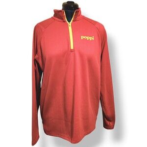 POPPI  WOMENS 1/4 ZIP SWEATSHIRT PINK Pull On Thumbhole Large Tic Toc Fa…